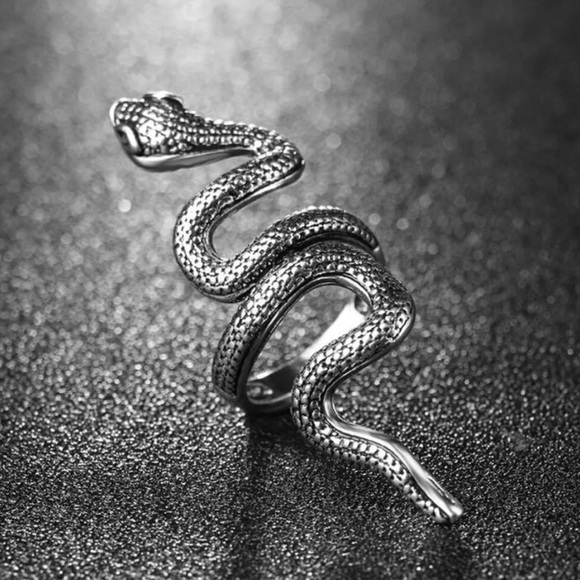 MENS stainless steel SNAKE RING WRAP SILVER 8 9 - Picture 2 of 5